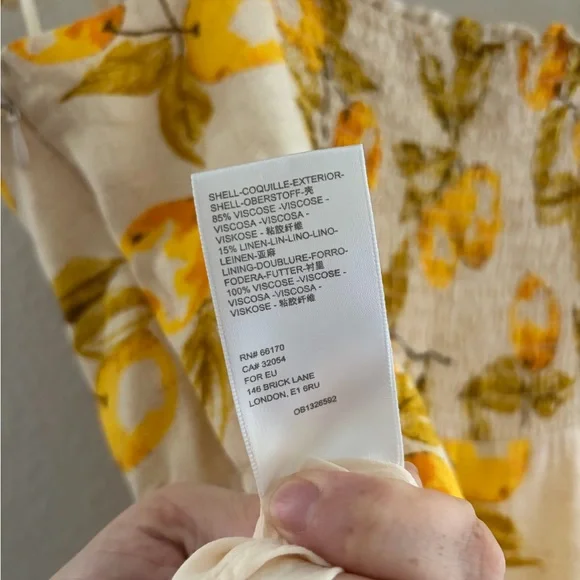 Urban Outfitters Lemon Print Tie Strap Mini Dress Size Medium - Picture 9 of 10